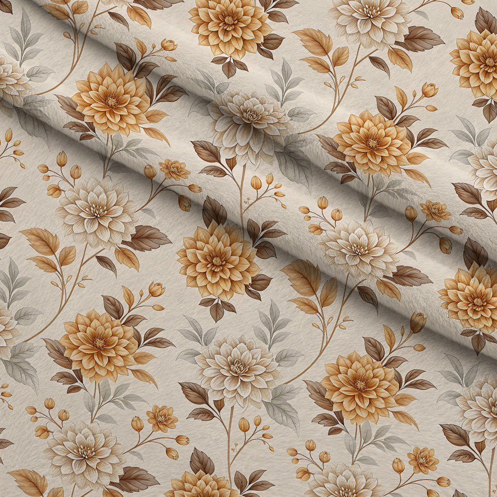 Parchment Blooms Pattern 7 Fleece Fabric — fleece fabric folded close-up preview (mv-fleece-v1:lying)
