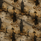 Parchment Coven Pattern 1 Fleece Fabric — fleece fabric folded close-up preview (mv-fleece-v1:lying)