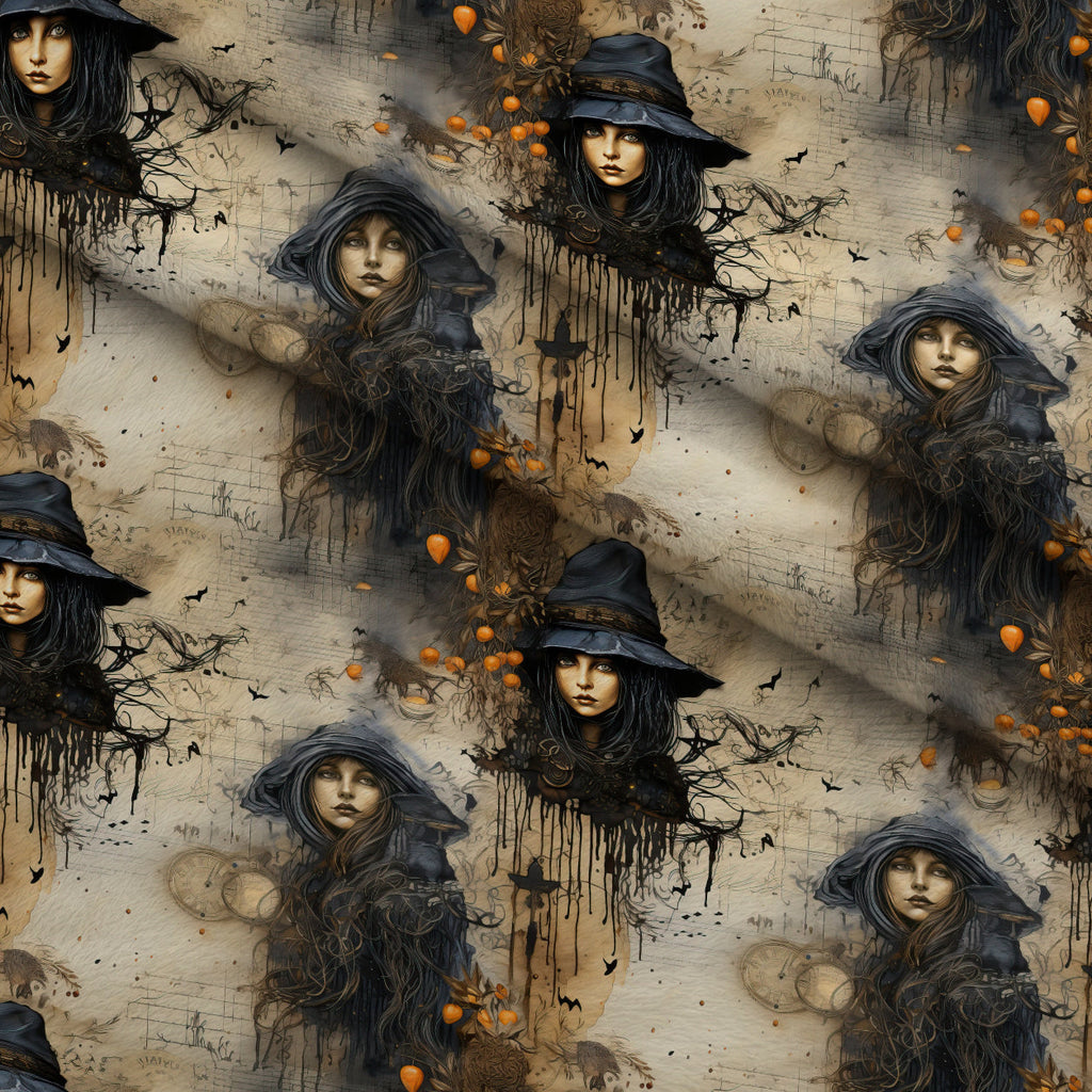 Parchment Coven Pattern 8 Fleece Fabric — fleece fabric folded close-up preview (mv-fleece-v1:lying)