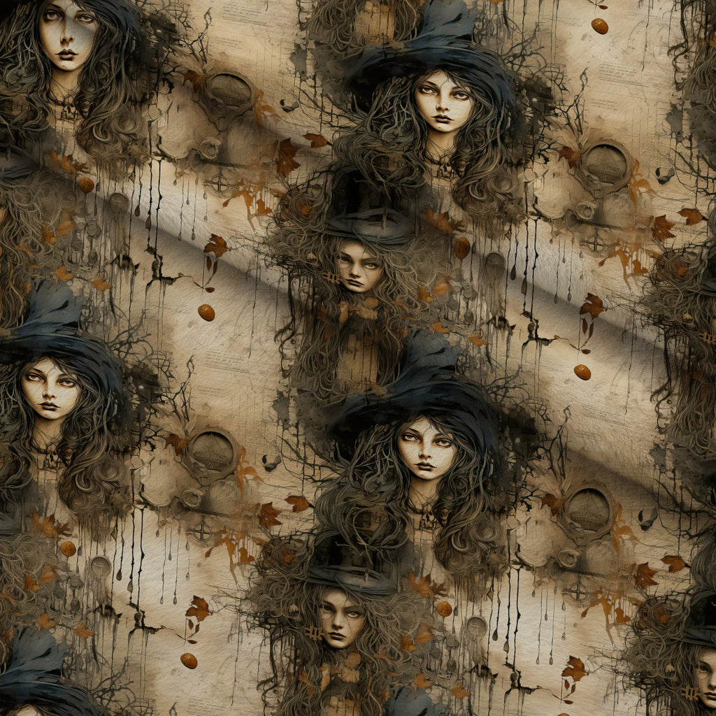 Parchment Coven Pattern 9 Fleece Fabric — fleece fabric folded close-up preview (mv-fleece-v1:lying)
