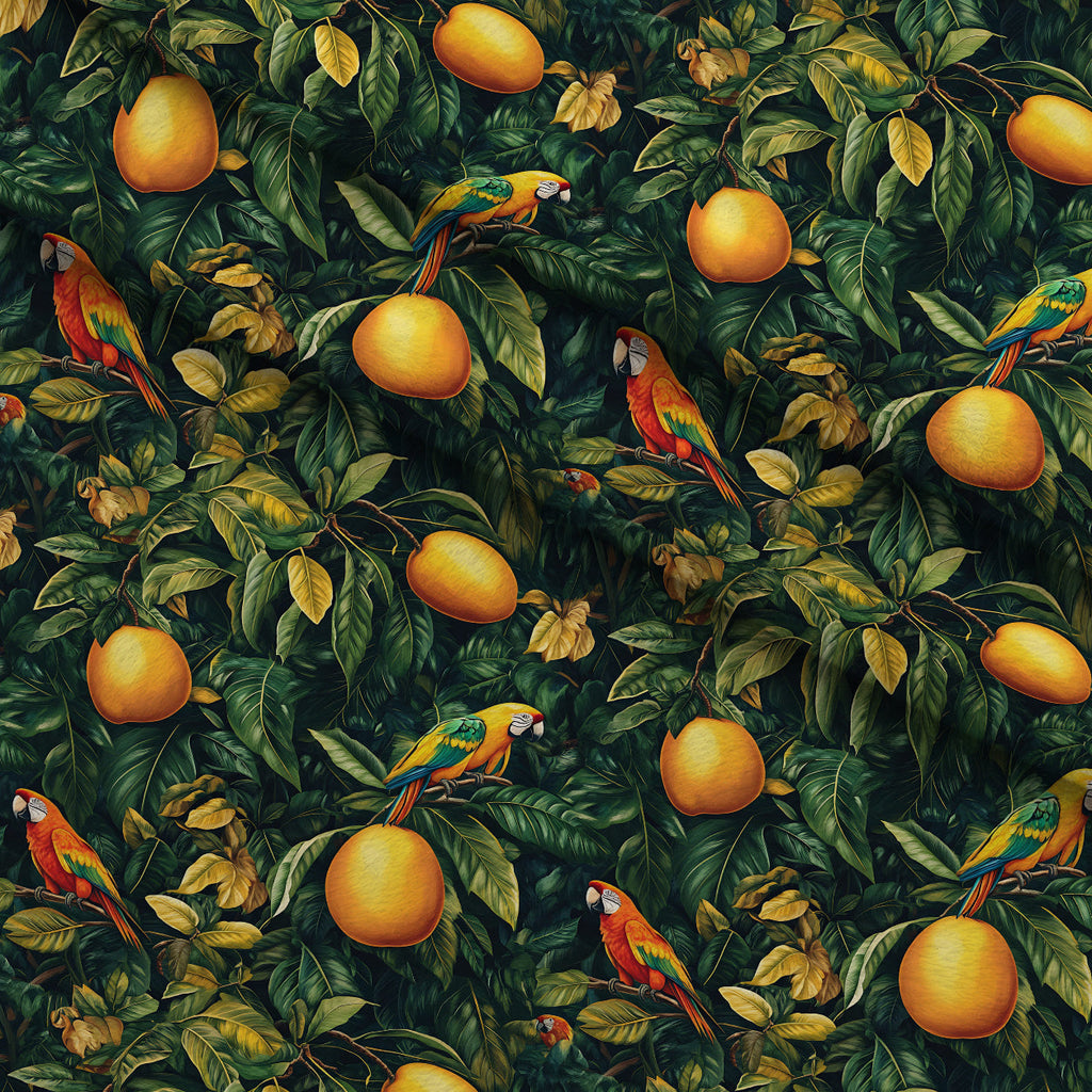 Parrot Paradise Pattern 10 Fleece Fabric — fleece fabric folded close-up preview (mv-fleece-v1:lying)