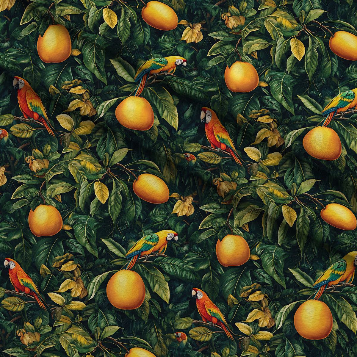 Parrot Paradise Pattern 10 Fleece Fabric — fleece fabric folded close-up preview (mv-fleece-v1:lying)