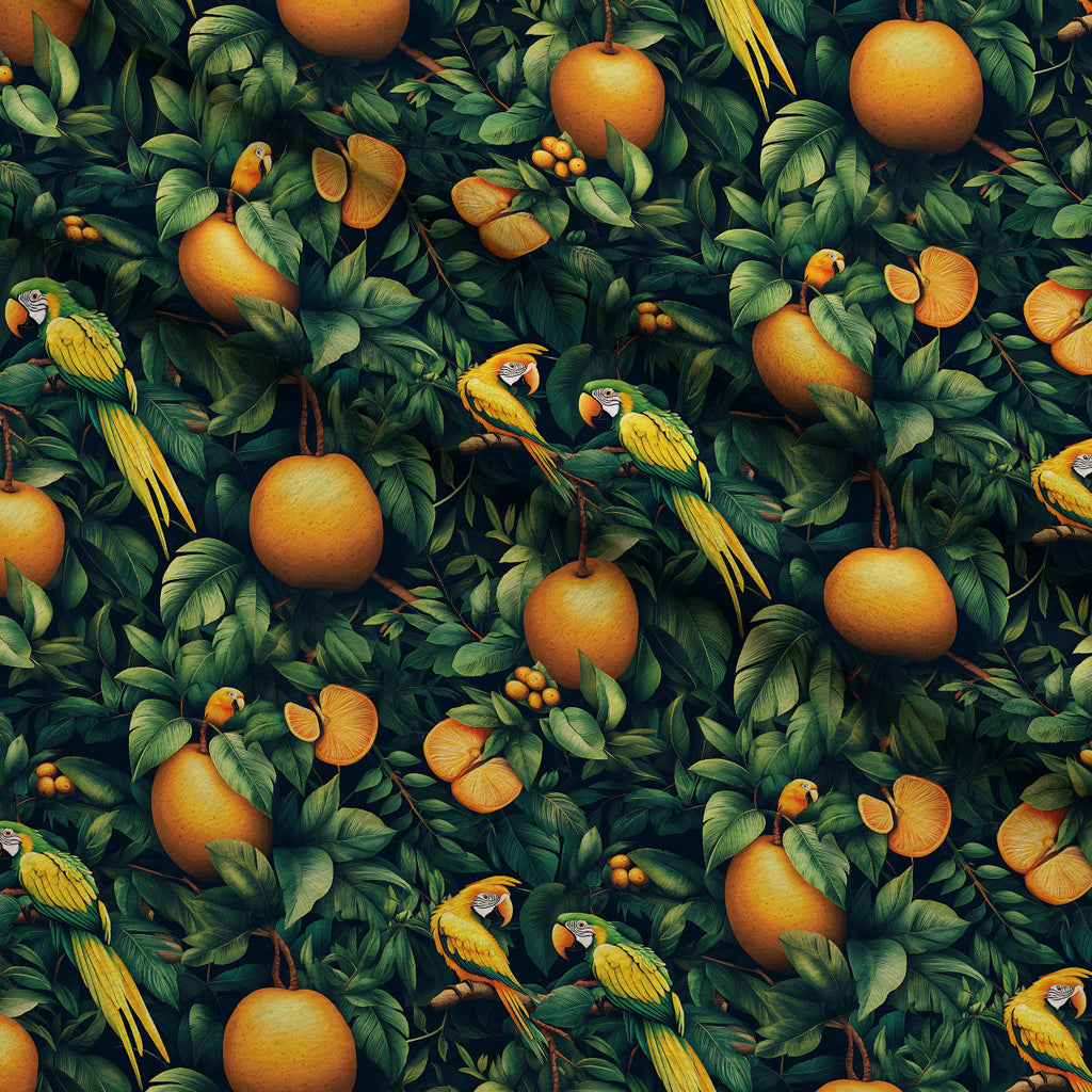 Parrot Paradise Pattern 3 Fleece Fabric — fleece fabric folded close-up preview (mv-fleece-v1:lying)