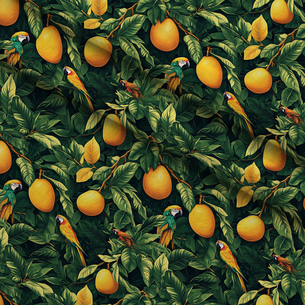 Parrot Paradise Pattern 4 Fleece Fabric — fleece fabric folded close-up preview (mv-fleece-v1:lying)