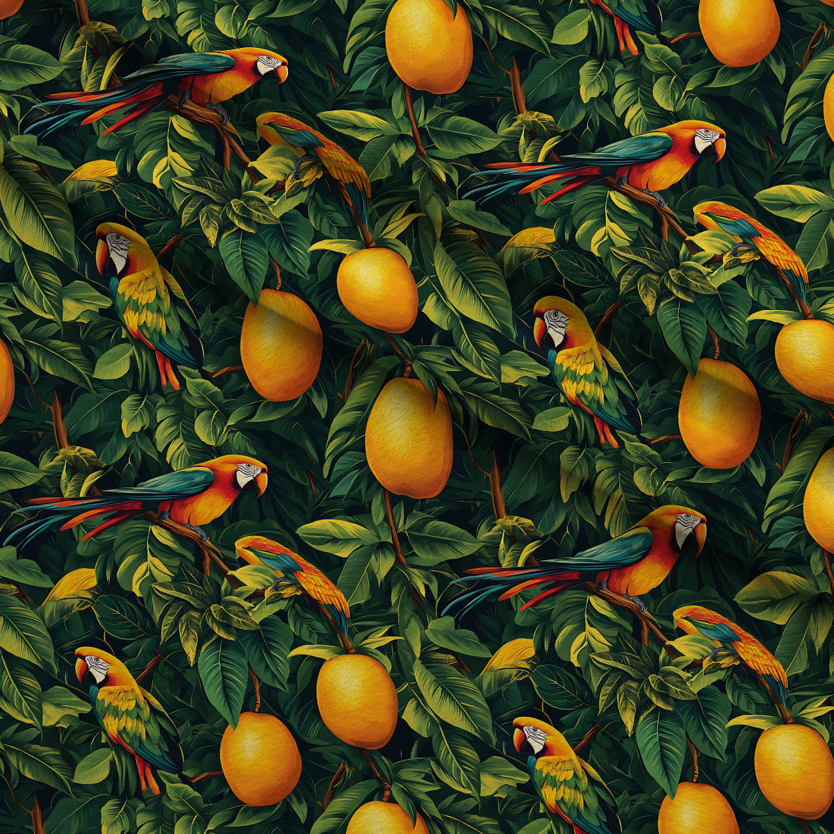 Parrot Paradise Pattern 6 Fleece Fabric — fleece fabric folded close-up preview (mv-fleece-v1:lying)
