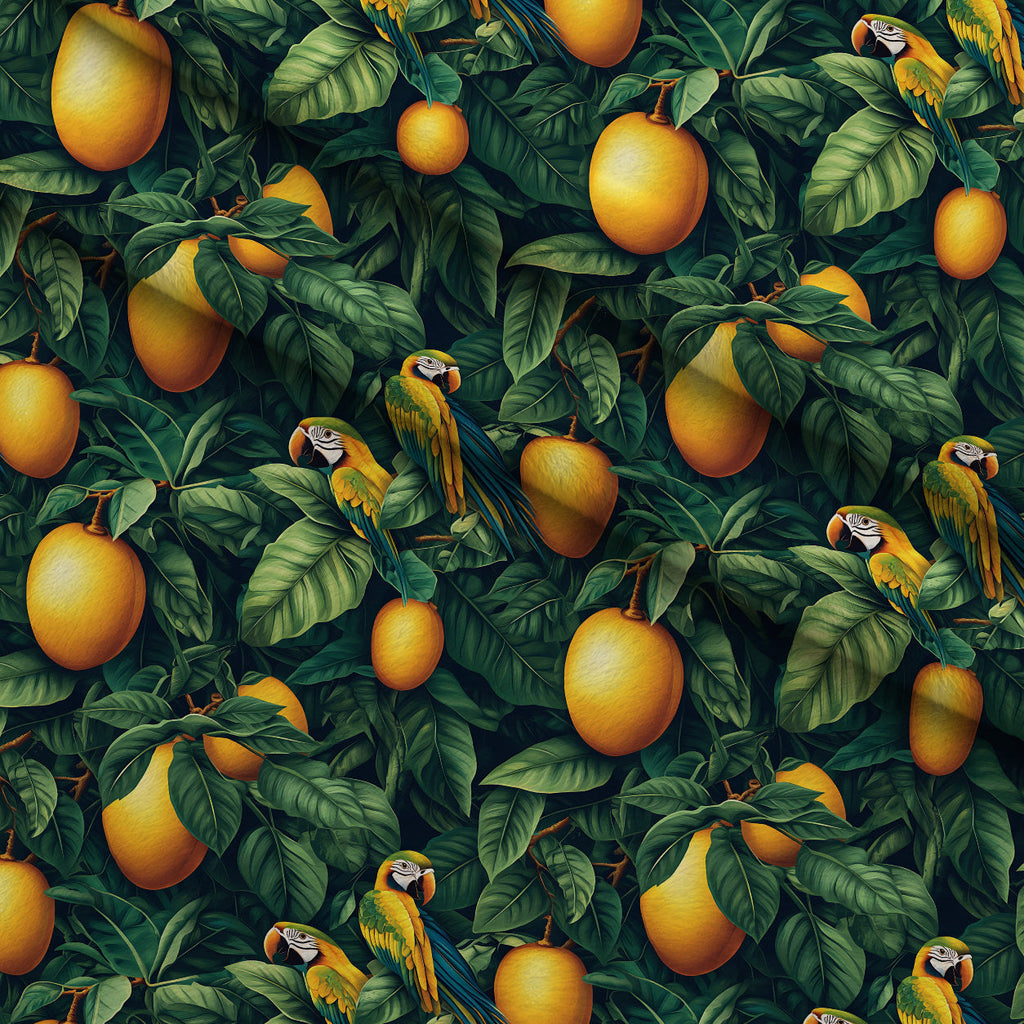 Parrot Paradise Pattern 7 Fleece Fabric — fleece fabric folded close-up preview (mv-fleece-v1:lying)