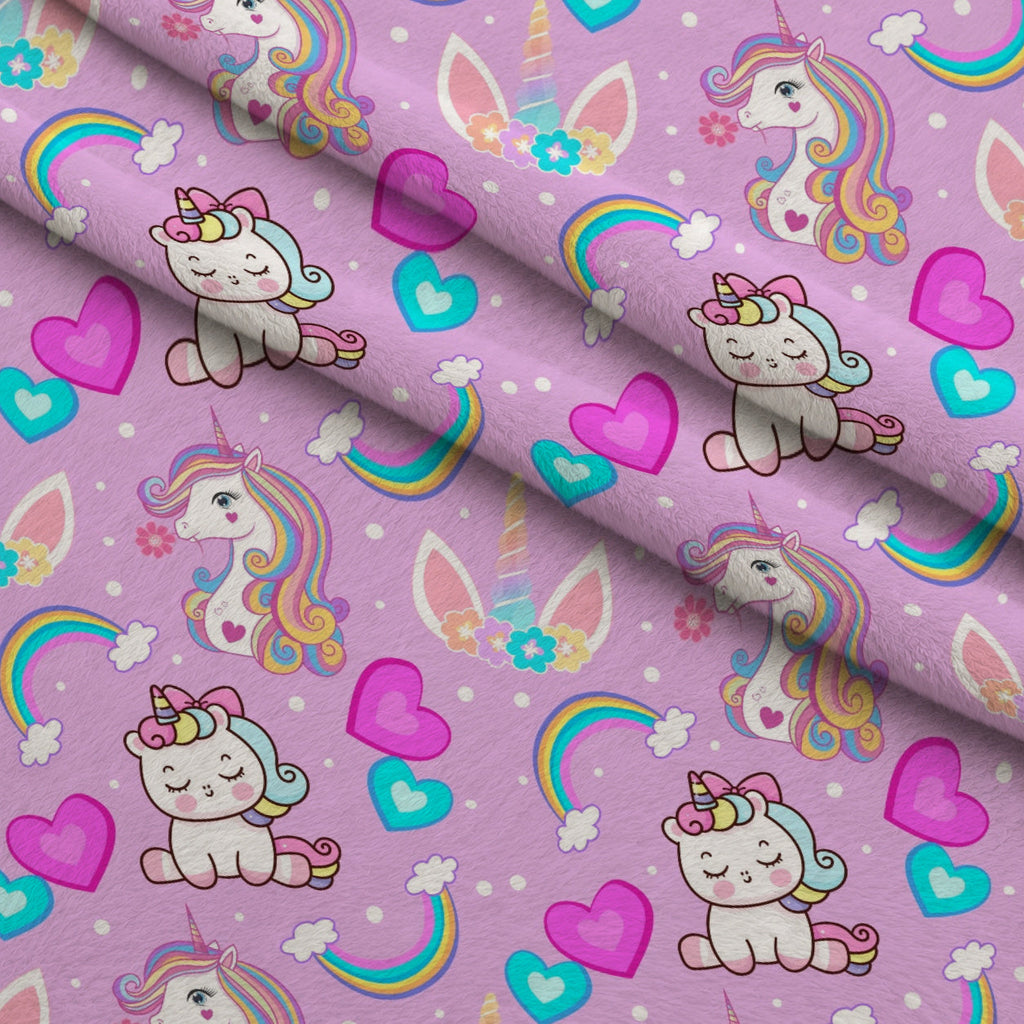 Pastel Pony Dreams Pattern 1 Fleece Fabric — fleece fabric folded close-up preview (mv-fleece-v1:lying)