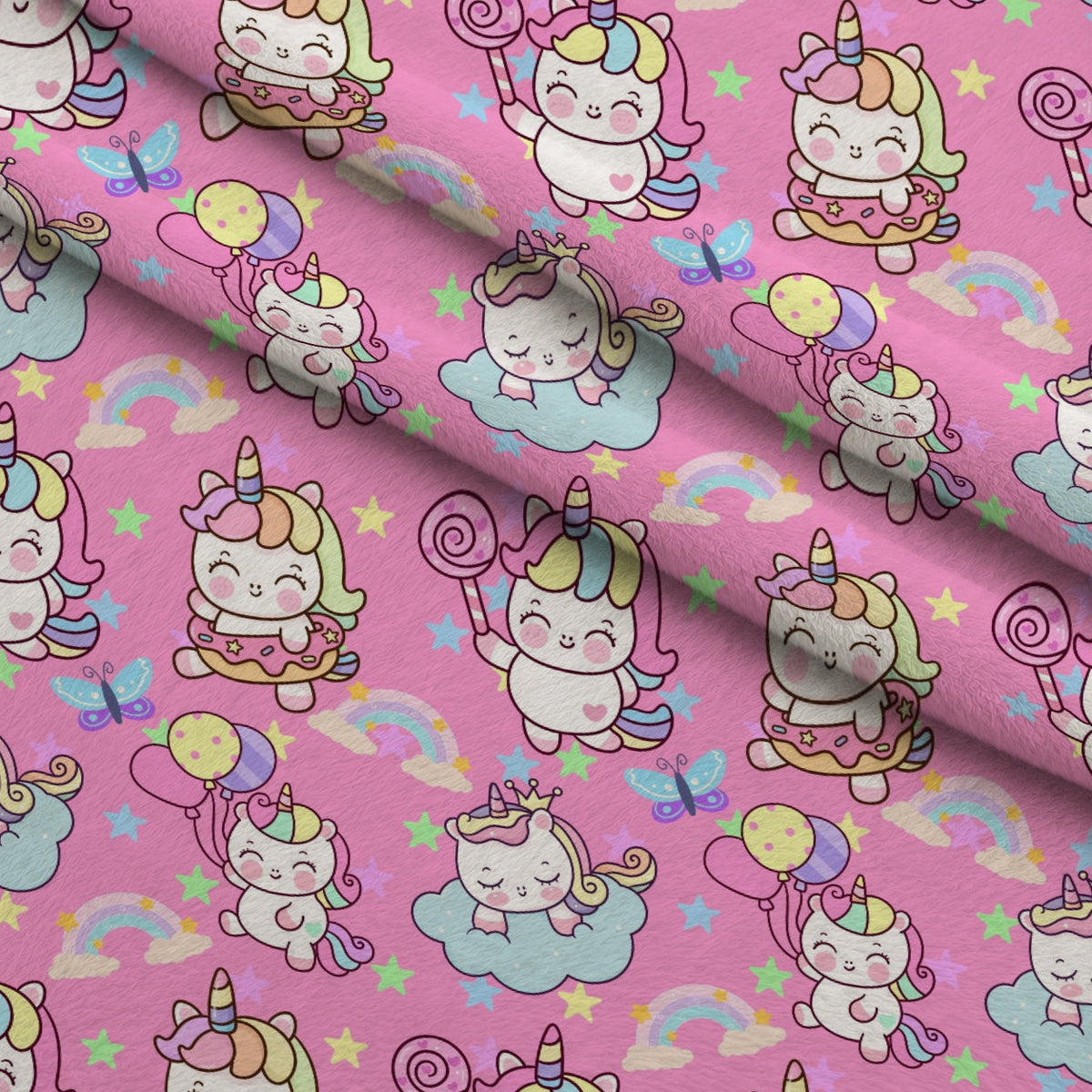 Pastel Pony Dreams Pattern 10 Fleece Fabric — fleece fabric folded close-up preview (mv-fleece-v1:lying)