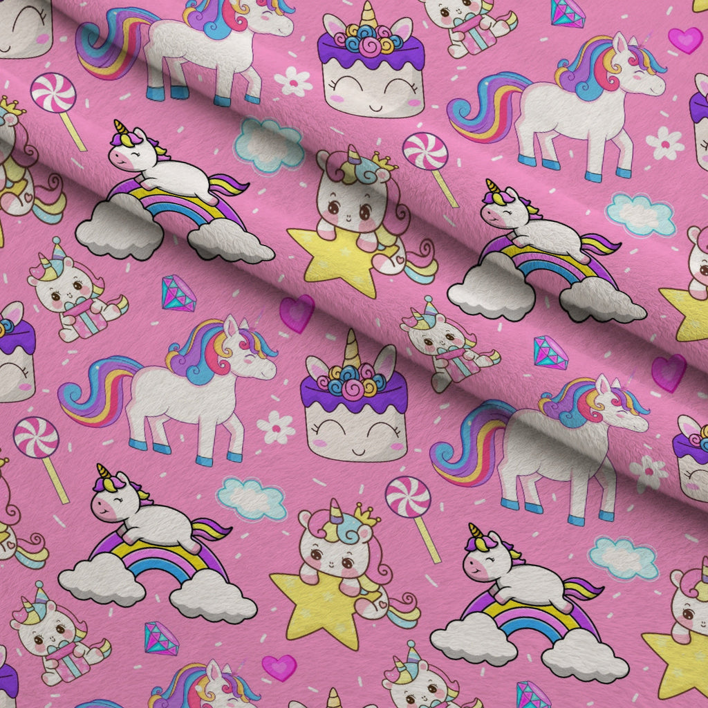 Pastel Pony Dreams Pattern 12 Fleece Fabric — fleece fabric folded close-up preview (mv-fleece-v1:lying)