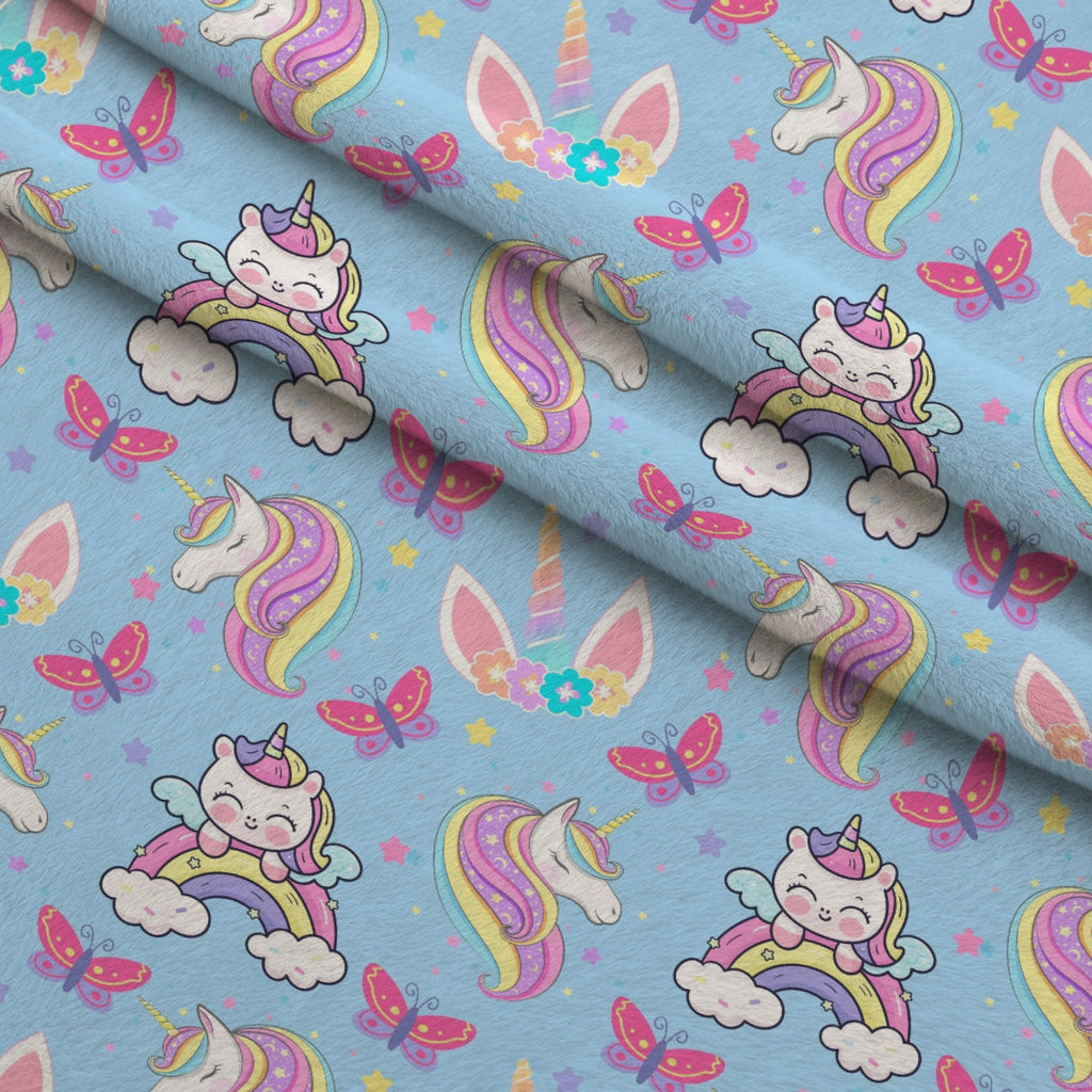 Pastel Pony Dreams Pattern 4 Fleece Fabric — fleece fabric folded close-up preview (mv-fleece-v1:lying)