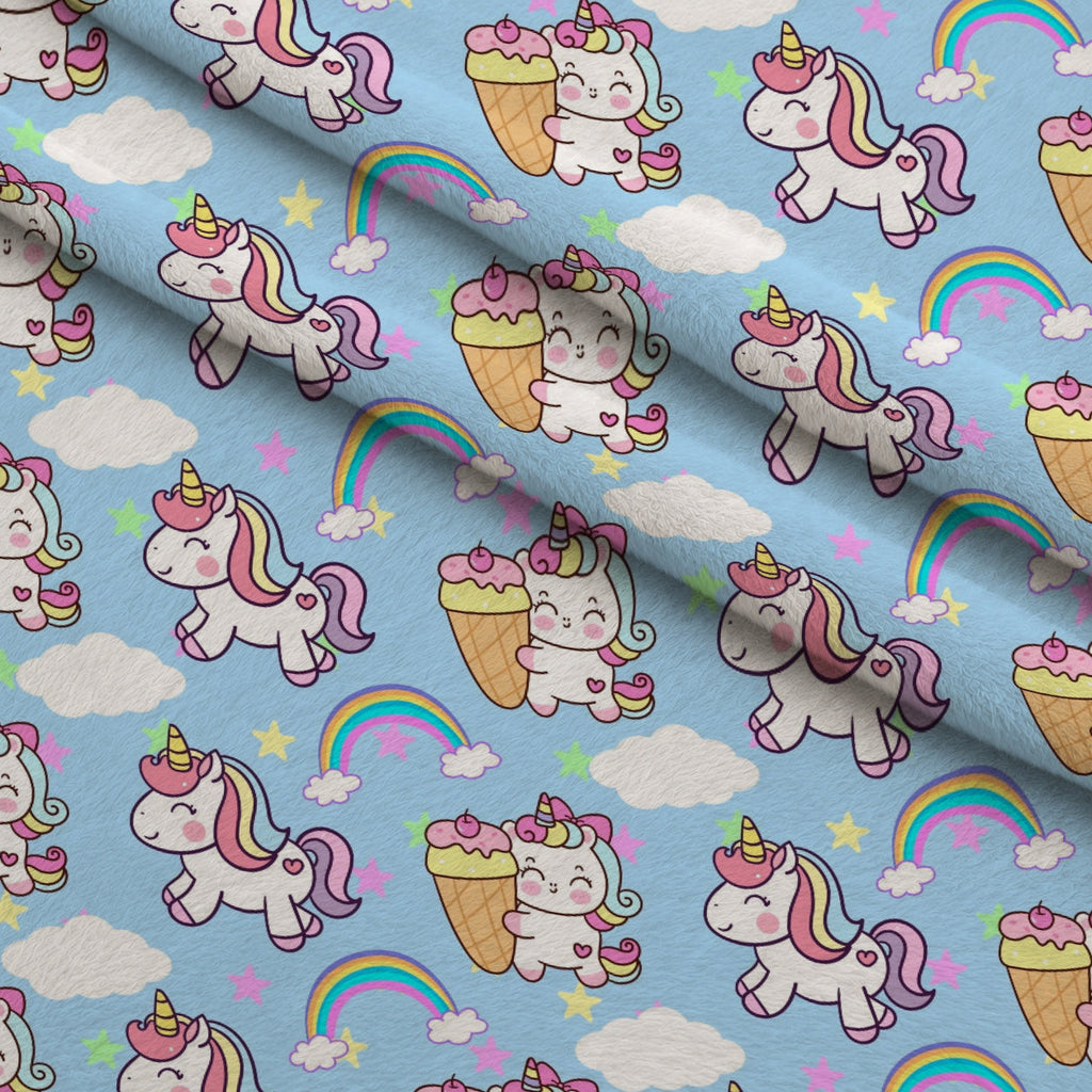 Pastel Pony Dreams Pattern 5 Fleece Fabric — fleece fabric folded close-up preview (mv-fleece-v1:lying)