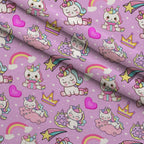 Pastel Pony Dreams Pattern 6 Fleece Fabric — fleece fabric folded close-up preview (mv-fleece-v1:lying)