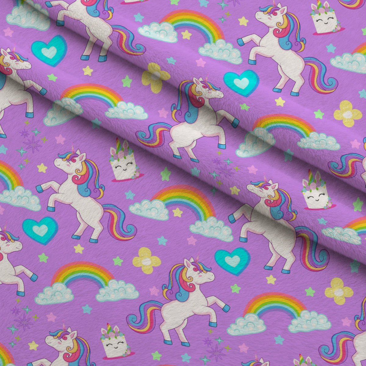 Pastel Pony Dreams Pattern 9 Fleece Fabric — fleece fabric folded close-up preview (mv-fleece-v1:lying)