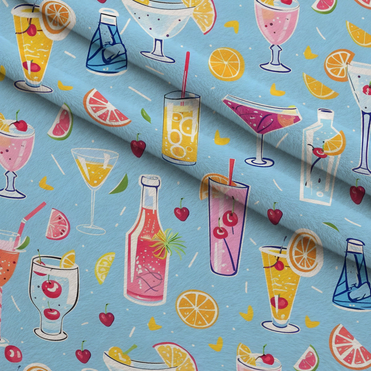 Pastel Sips Pattern 1 Fleece Fabric — fleece fabric folded close-up preview (mv-fleece-v1:lying)