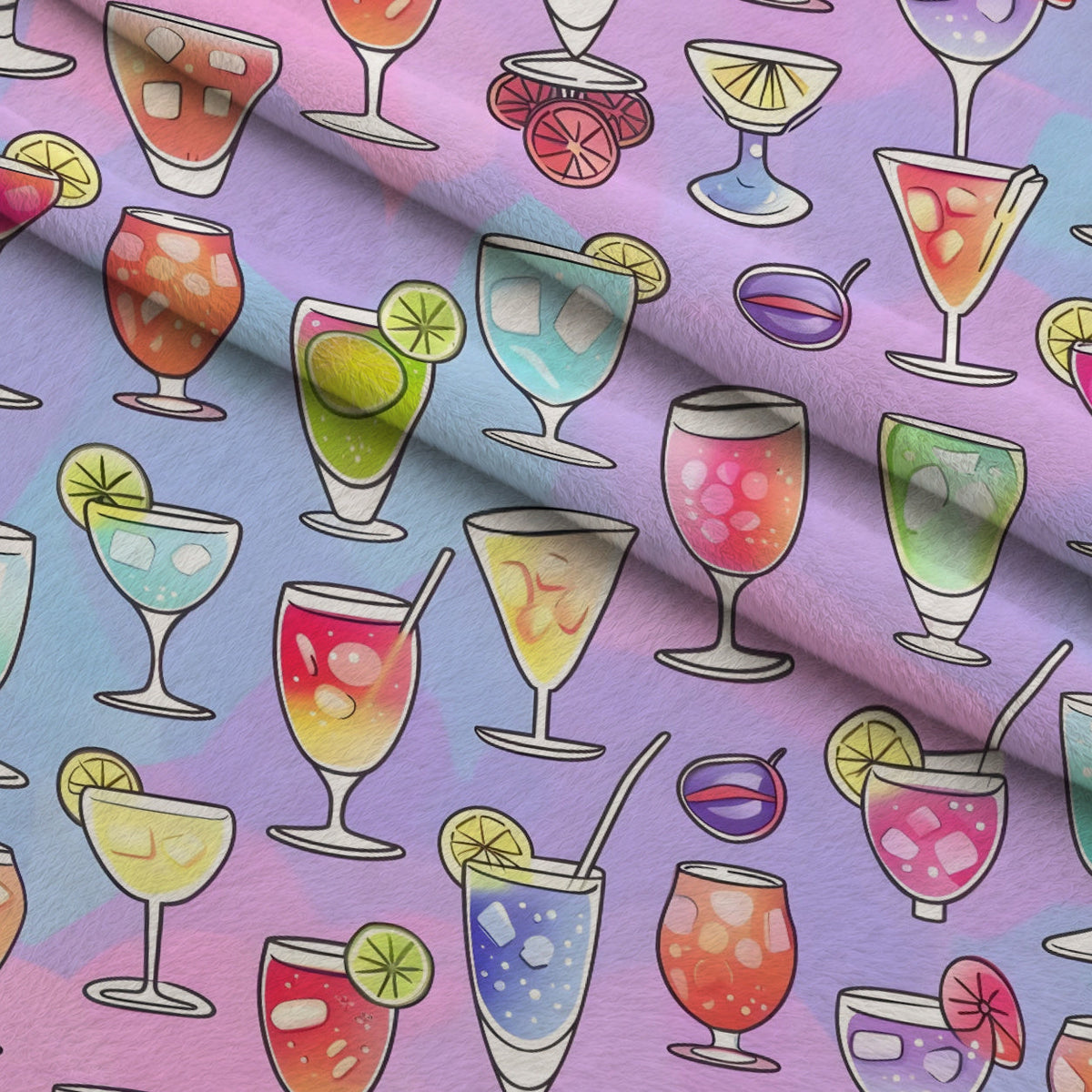 Pastel Sips Pattern 12 Fleece Fabric — fleece fabric folded close-up preview (mv-fleece-v1:lying)
