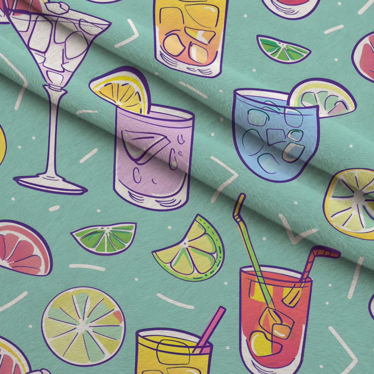 Pastel Sips Pattern 14 Fleece Fabric — fleece fabric folded close-up preview (mv-fleece-v1:lying)