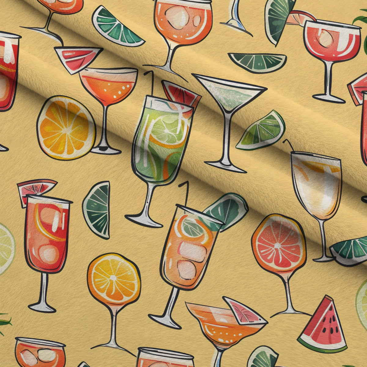 Pastel Sips Pattern 3 Fleece Fabric — fleece fabric folded close-up preview (mv-fleece-v1:lying)