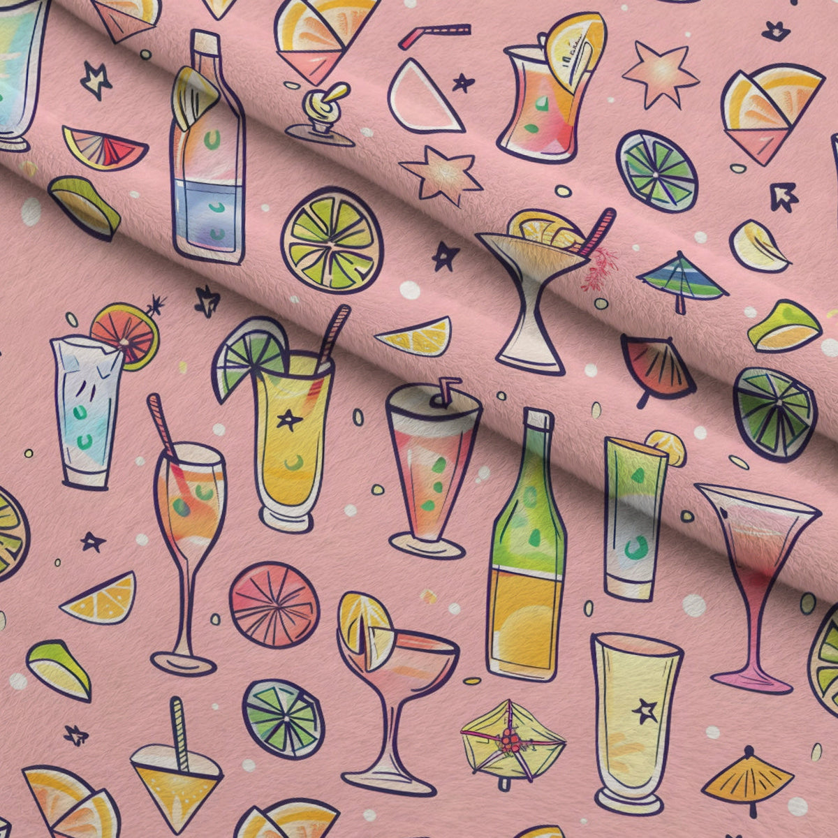 Pastel Sips Pattern 7 Fleece Fabric — fleece fabric folded close-up preview (mv-fleece-v1:lying)
