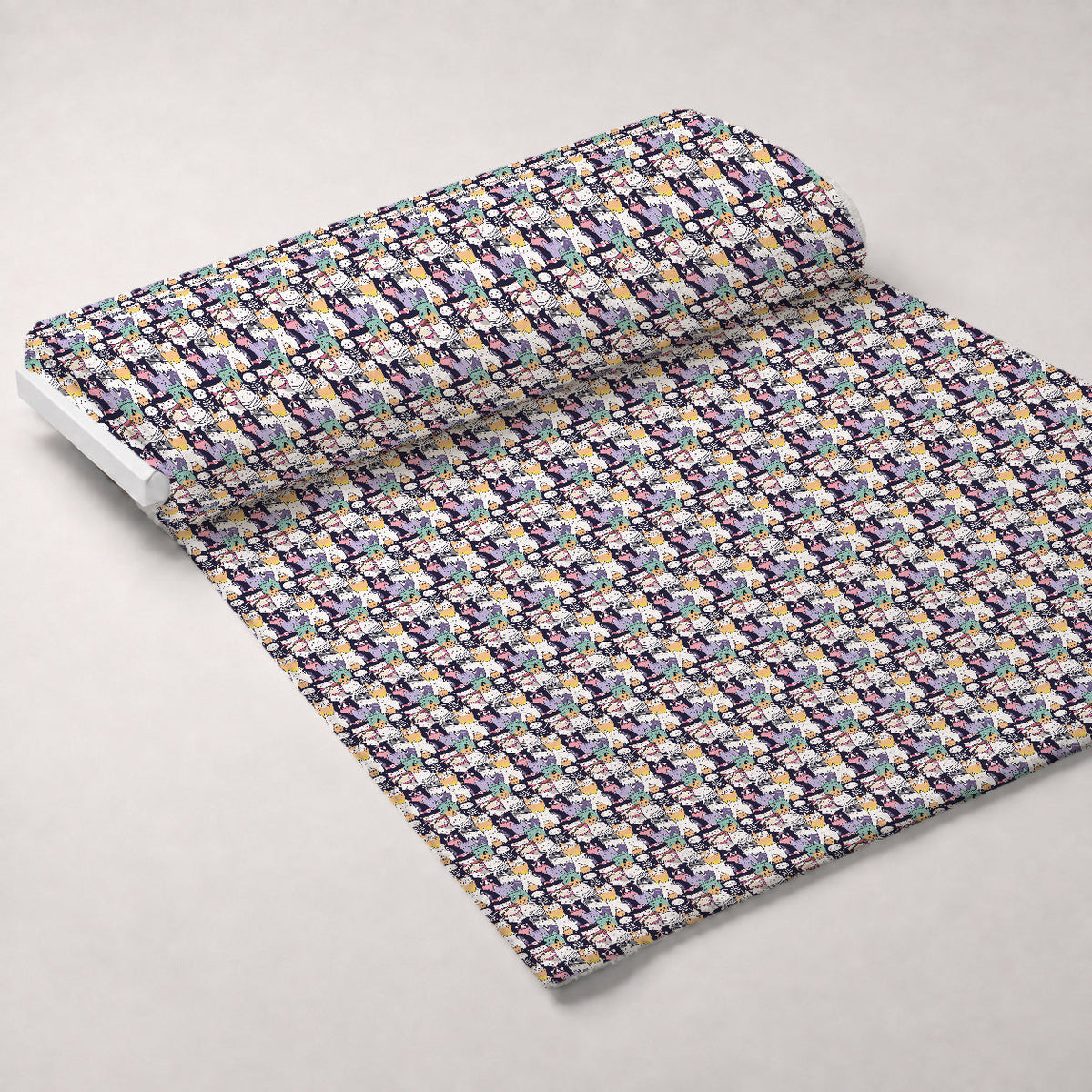 Pastel Spiderwebs Pattern 1 Fleece Fabric — fleece fabric unrolled bolt preview (mv-fleece-v1:bolt)