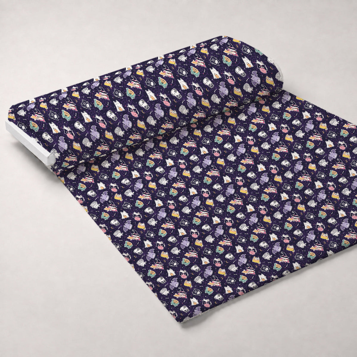 Pastel Spiderwebs Pattern 6 Fleece Fabric — fleece fabric unrolled bolt preview (mv-fleece-v1:bolt)