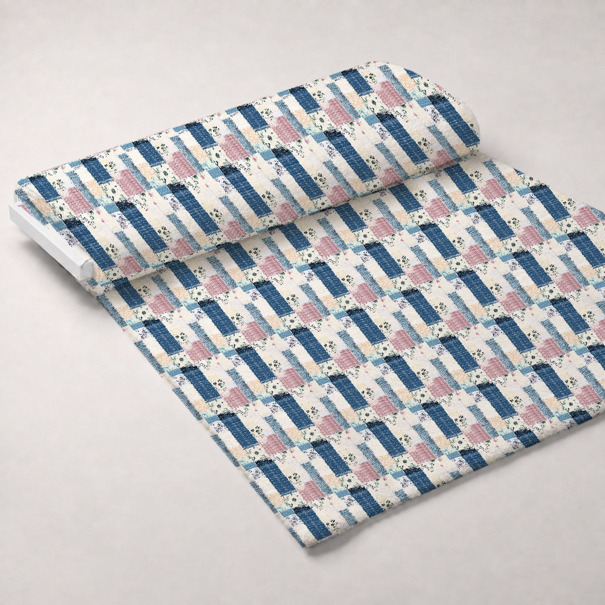 Patchwork Posies Pattern 1 Fleece Fabric — fleece fabric unrolled bolt preview (mv-fleece-v1:bolt)