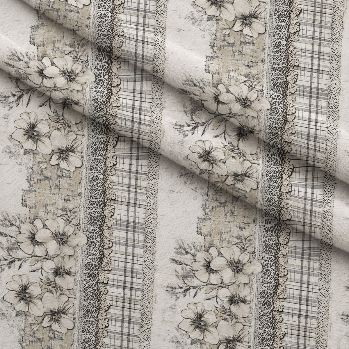 Patchwork Posies Pattern 10 Fleece Fabric — fleece fabric folded close-up preview (mv-fleece-v1:lying)