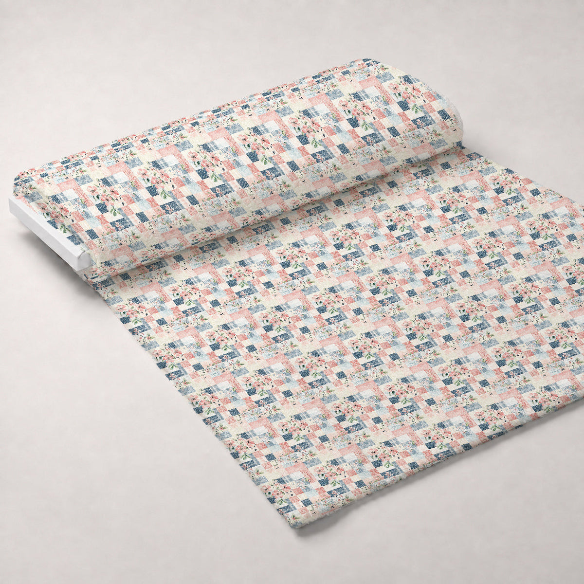 Patchwork Posies Pattern 12 Fleece Fabric — fleece fabric unrolled bolt preview (mv-fleece-v1:bolt)