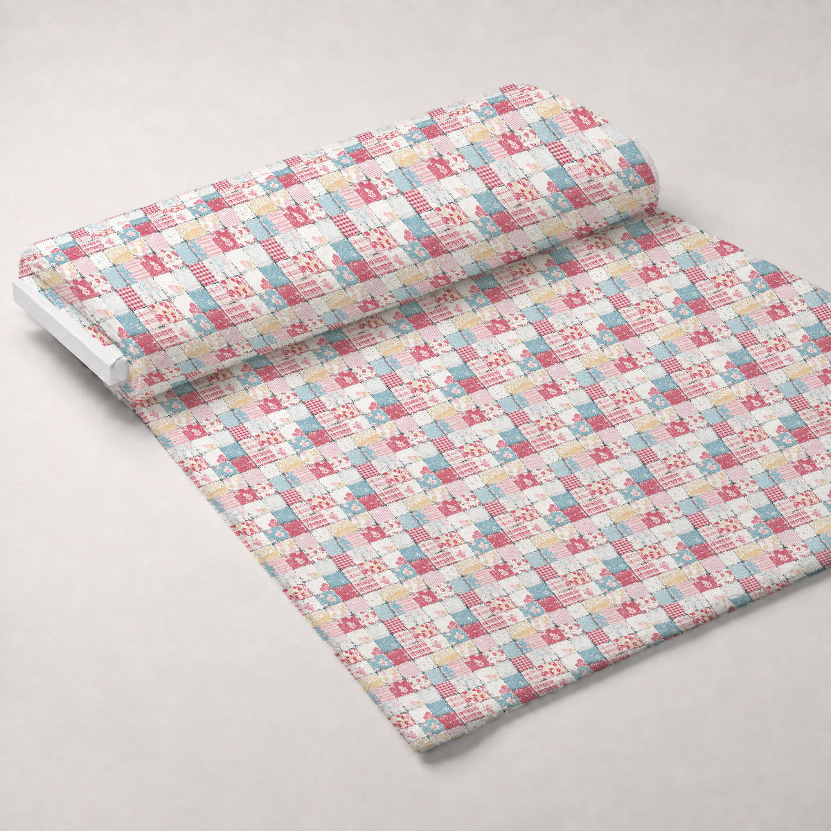 Patchwork Posies Pattern 16 Fleece Fabric — fleece fabric unrolled bolt preview (mv-fleece-v1:bolt)