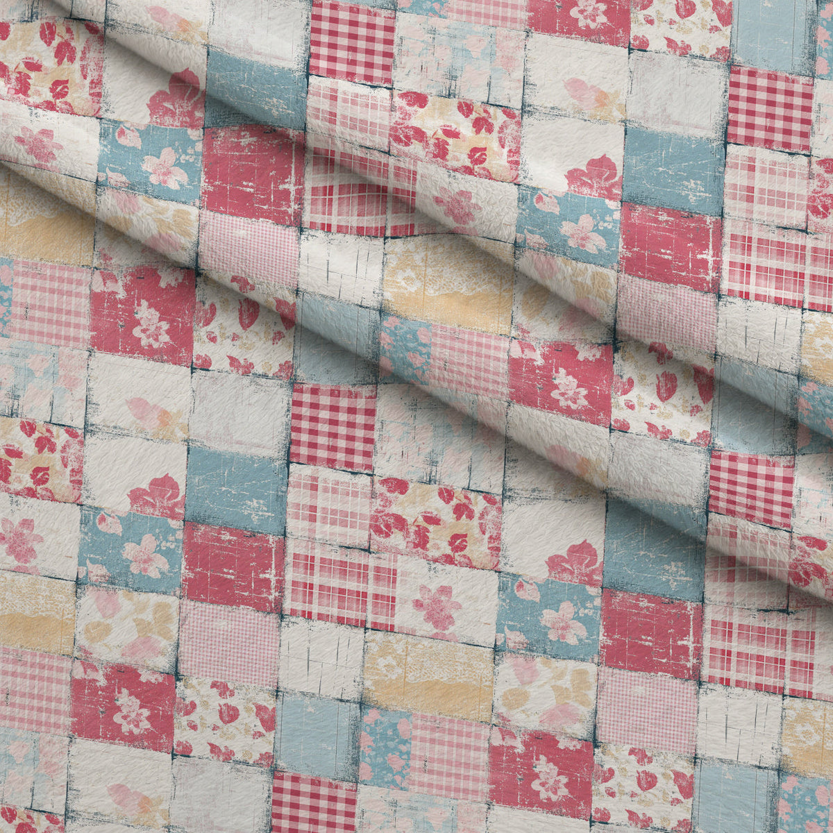 Patchwork Posies Pattern 16 Fleece Fabric — fleece fabric folded close-up preview (mv-fleece-v1:lying)