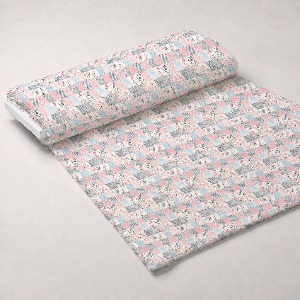 Patchwork Posies Pattern 17 Fleece Fabric — fleece fabric unrolled bolt preview (mv-fleece-v1:bolt)