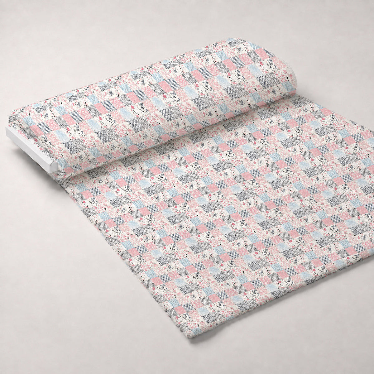 Patchwork Posies Pattern 17 Fleece Fabric — fleece fabric unrolled bolt preview (mv-fleece-v1:bolt)
