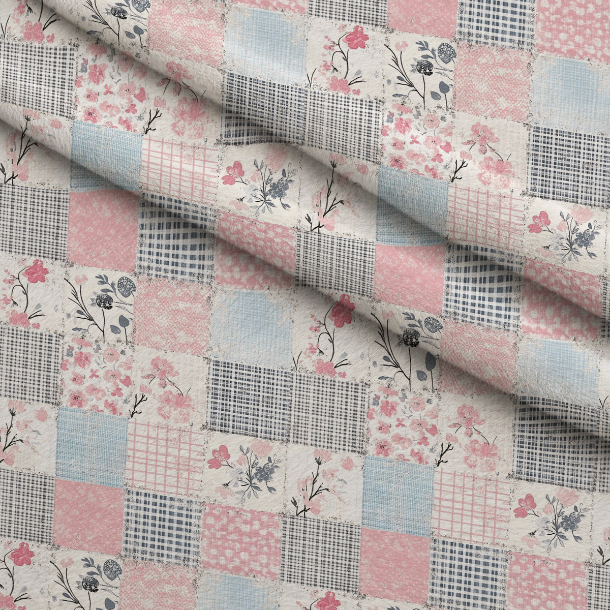 Patchwork Posies Pattern 17 Fleece Fabric — fleece fabric folded close-up preview (mv-fleece-v1:lying)