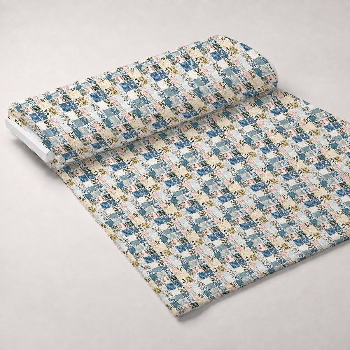 Patchwork Posies Pattern 2 Fleece Fabric — fleece fabric unrolled bolt preview (mv-fleece-v1:bolt)