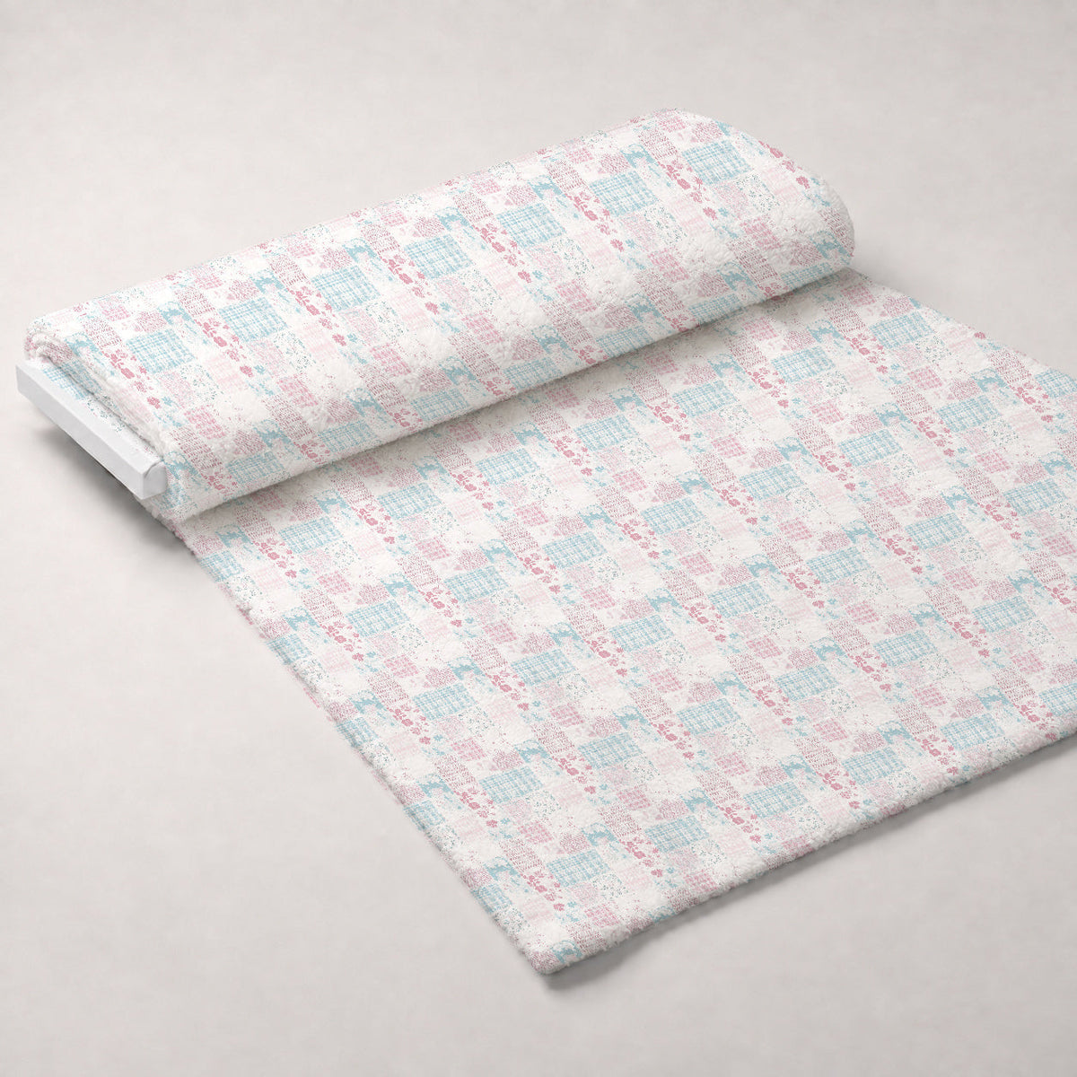 Patchwork Posies Pattern 21 Fleece Fabric — fleece fabric unrolled bolt preview (mv-fleece-v1:bolt)