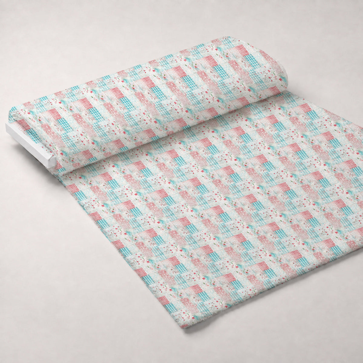 Patchwork Posies Pattern 22 Fleece Fabric — fleece fabric unrolled bolt preview (mv-fleece-v1:bolt)