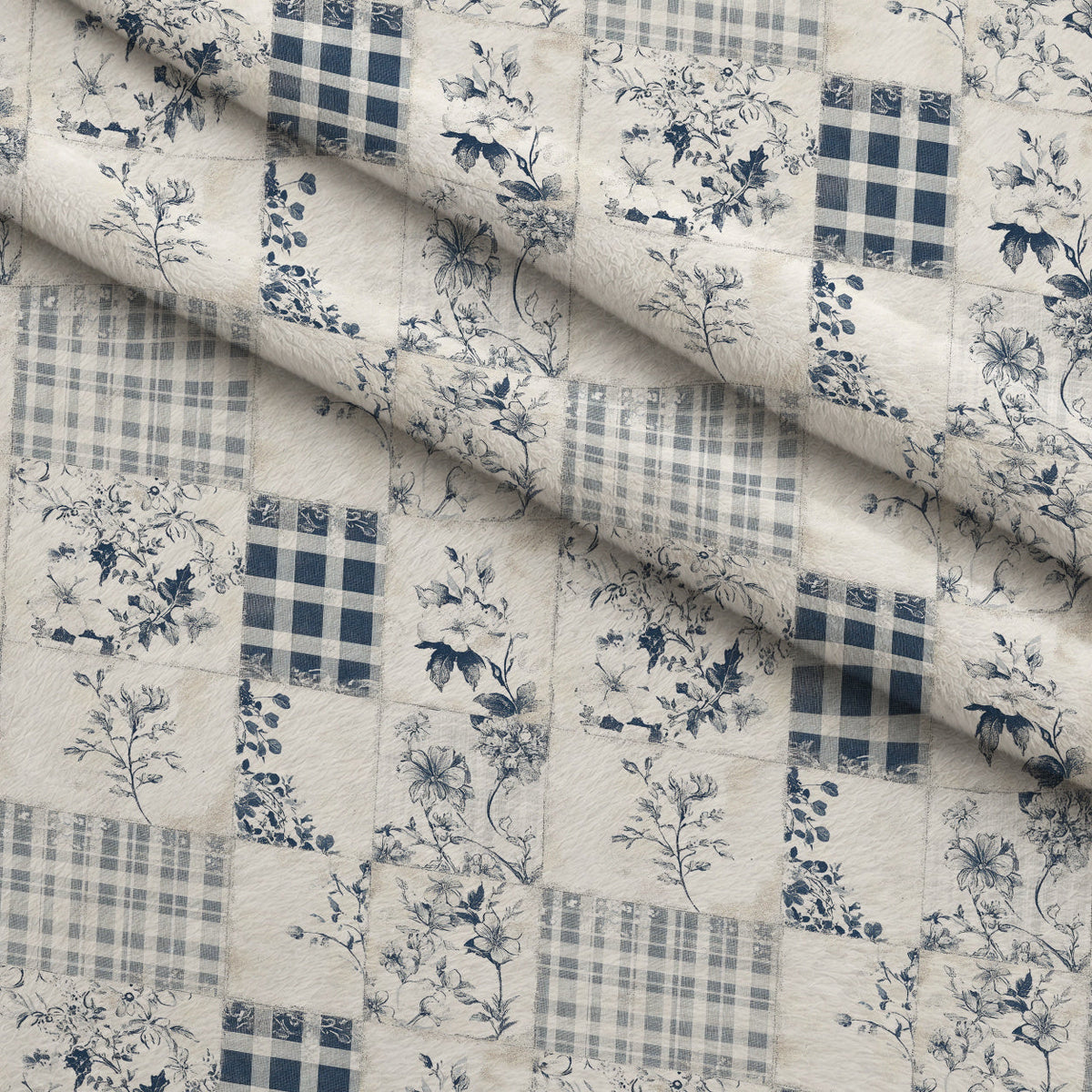 Patchwork Posies Pattern 8 Fleece Fabric — fleece fabric folded close-up preview (mv-fleece-v1:lying)
