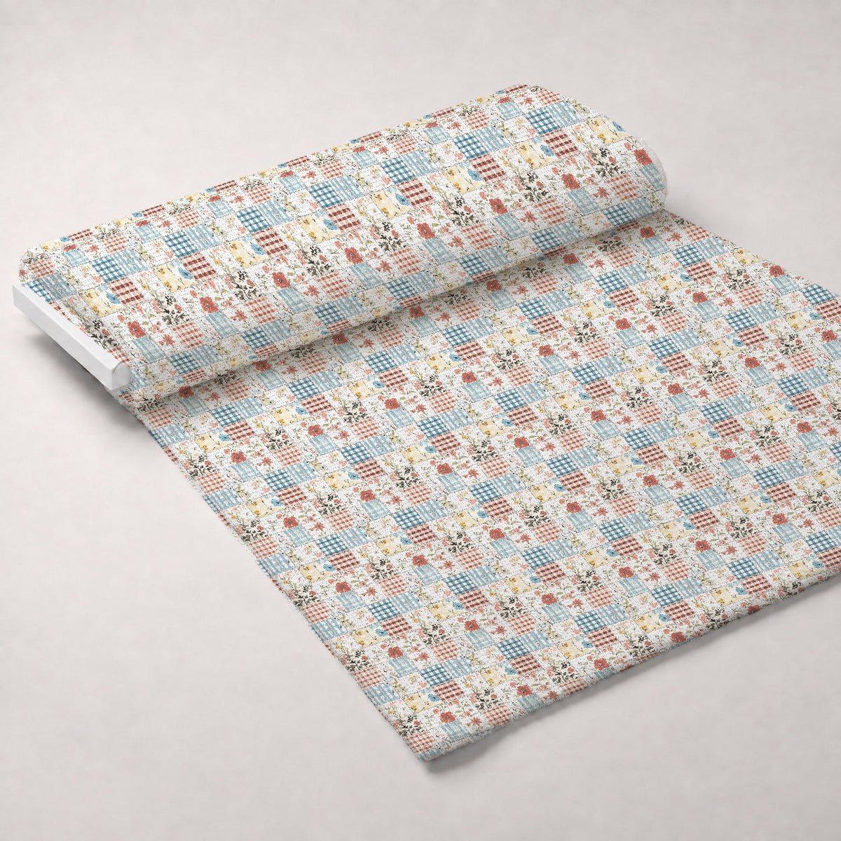 Patchwork Posies Pattern 9 Fleece Fabric — fleece fabric unrolled bolt preview (mv-fleece-v1:bolt)
