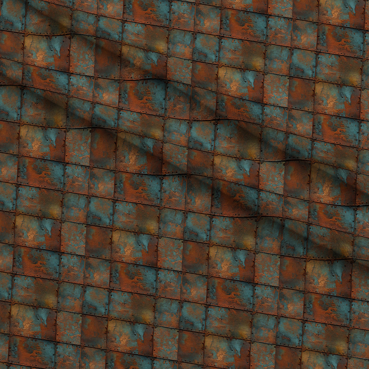 Patina Forge Pattern 3 Fleece Fabric — fleece fabric folded close-up preview (mv-fleece-v1:lying)