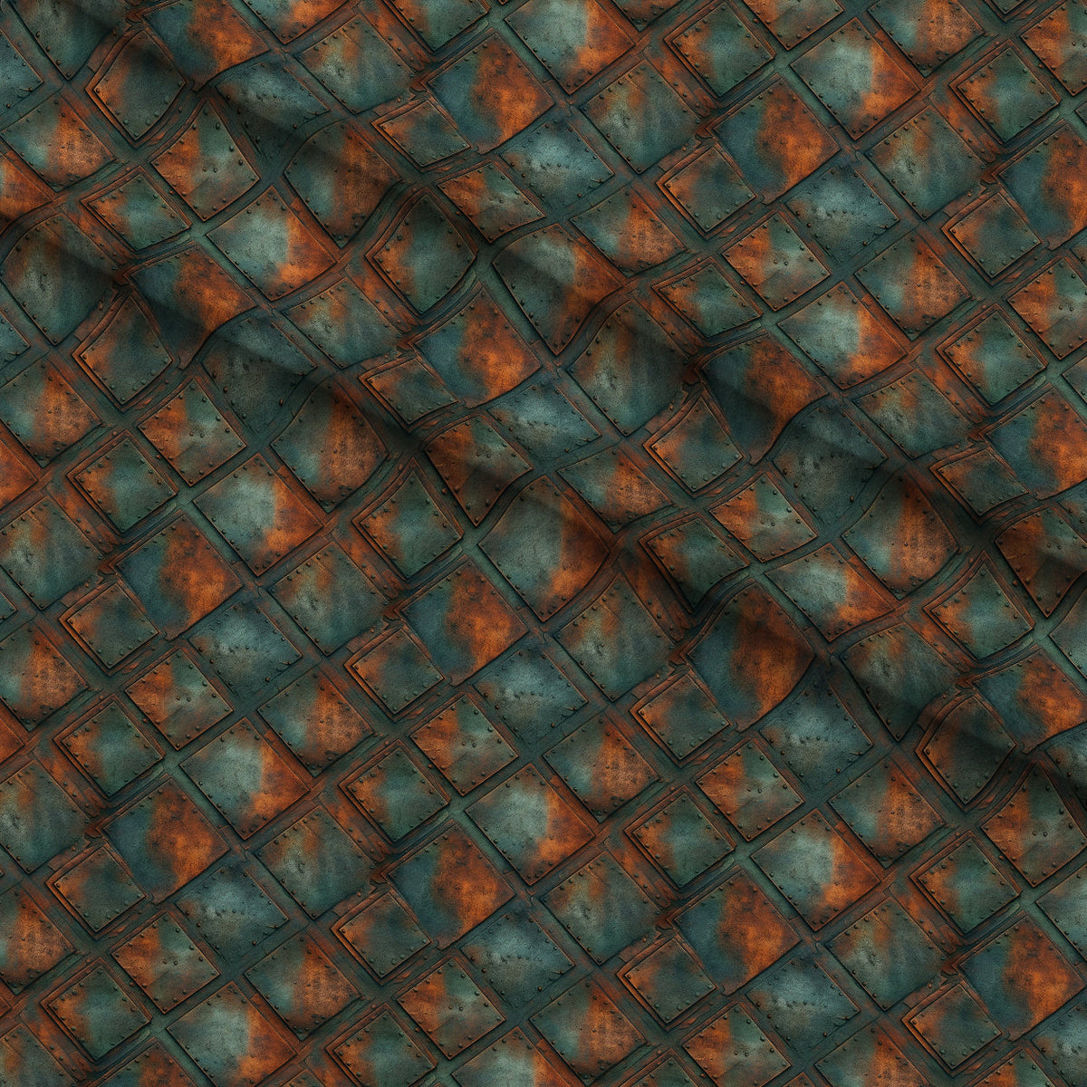 Patina Forge Pattern 6 Fleece Fabric — fleece fabric folded close-up preview (mv-fleece-v1:lying)