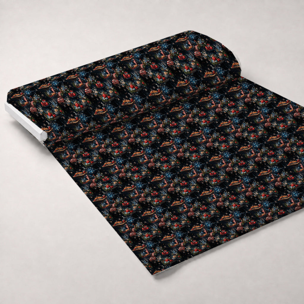 Patriotic Petals Pattern 16 Fleece Fabric — fleece fabric unrolled bolt preview (mv-fleece-v1:bolt)