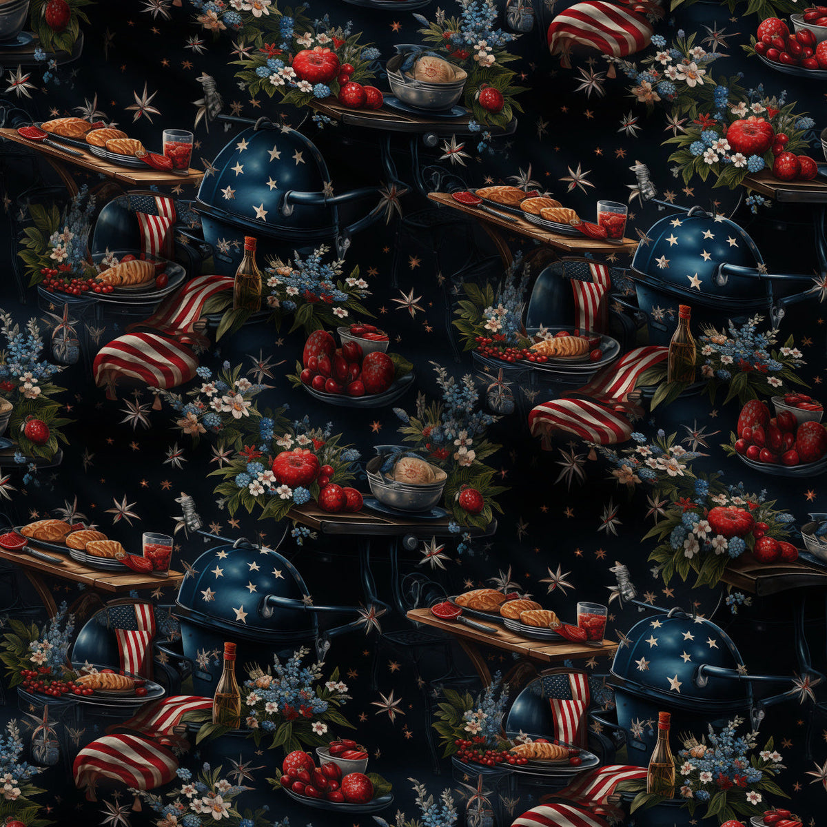 Patriotic Petals Pattern 16 Fleece Fabric — fleece fabric folded close-up preview (mv-fleece-v1:lying)