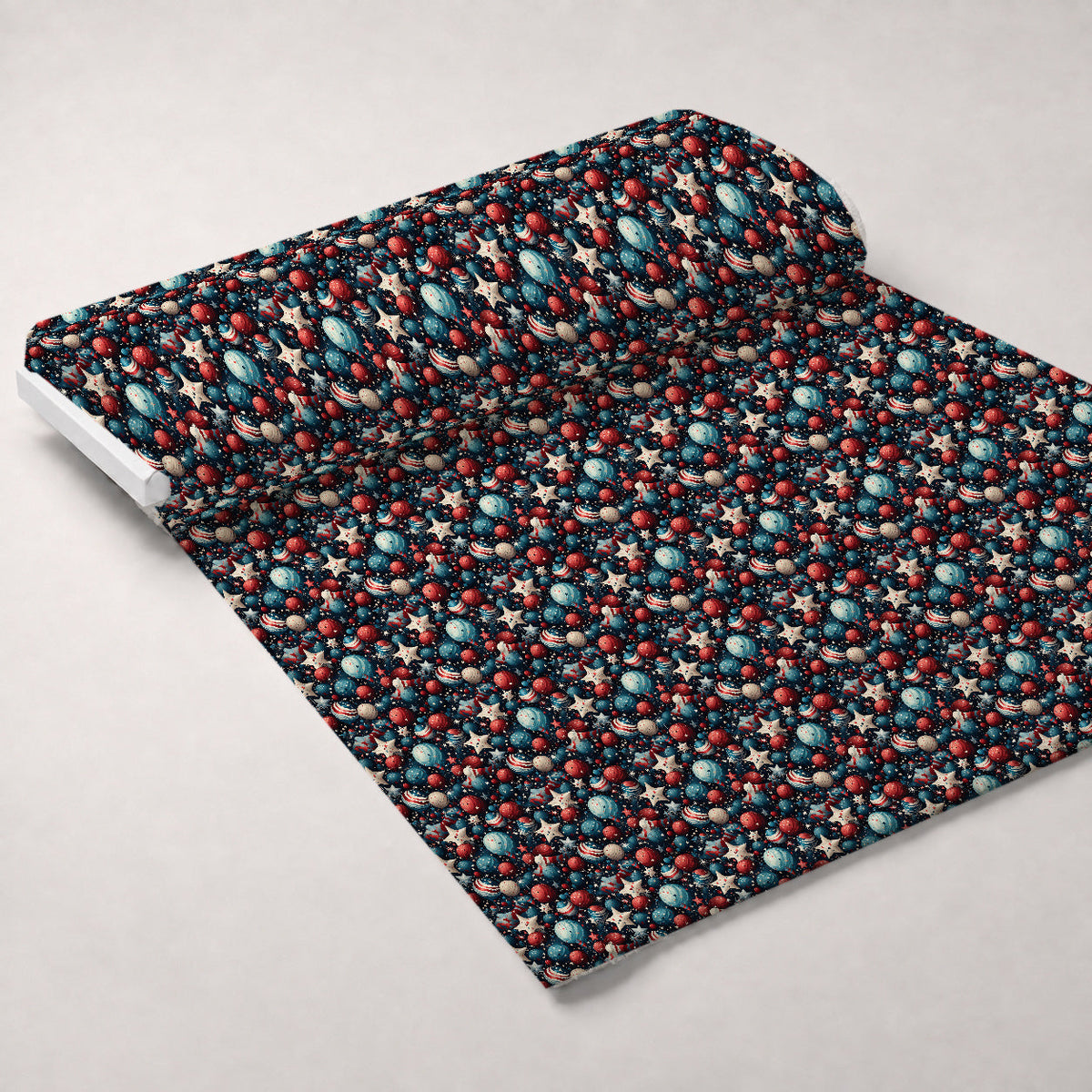 Patriotic Petals Pattern 2 Fleece Fabric — fleece fabric unrolled bolt preview (mv-fleece-v1:bolt)