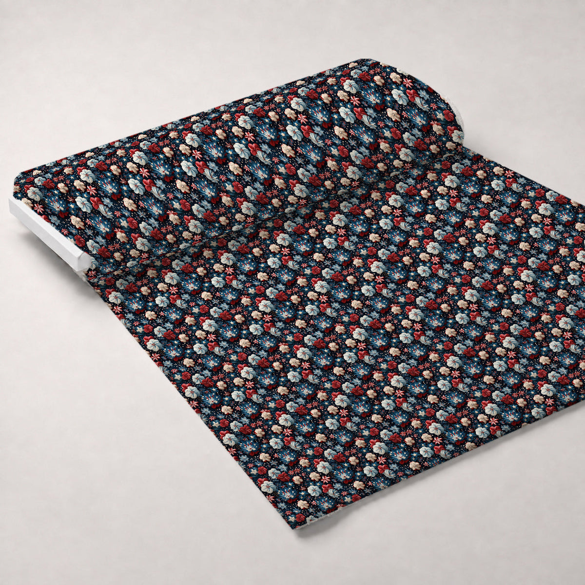 Patriotic Petals Pattern 3 Fleece Fabric — fleece fabric unrolled bolt preview (mv-fleece-v1:bolt)