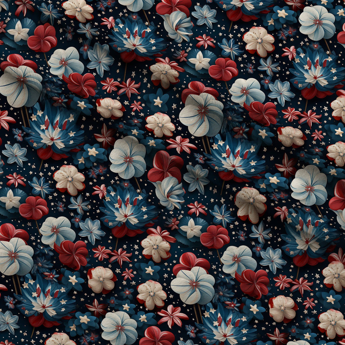 Patriotic Petals Pattern 3 Fleece Fabric — fleece fabric folded close-up preview (mv-fleece-v1:lying)