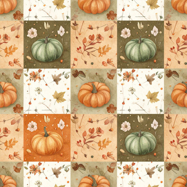 autumn pumpkin, fall harvest, pumpkin patch, cream, rust orange, sage green, olive green, tan, beige, floral, botanical, nature, vintage, rustic, whimsical, cottage core, farmhouse, pumpkins, white flowers, dried flowers, leaf motifs, seed pods, delicate florals, fall season, autumn leaves, harvest theme, garden theme, traditional, warm tones, earth tones