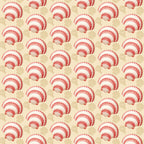 coral, cream, beige, seashells, scallop shells, fan shells, marine motifs, ocean theme, beach pattern, repeating design, nautical, coastal, summer fabric,, fabric panel, seaside elements, shell collection, geometric arrangement, warm tones, tropical vibes