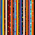 colorful stripes, polka dots, vertical stripes, geometric pattern, bright colors, orange, yellow, red, blue, pink, purple, black, white, rainbow colors, modern design, contemporary style,, fabric panel, vibrant pattern, multicolored, playful design, cotton fabric