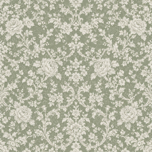 sage green, cream, white, floral, damask, vintage, elegant, traditional, botanical, peonies, roses, ornate, scrollwork, nature, classic, romantic, timeless, spring, garden, cottage core, french country, toile inspired, delicate flowers, leafy vines, ornamental, feminine, sophisticated, heirloom