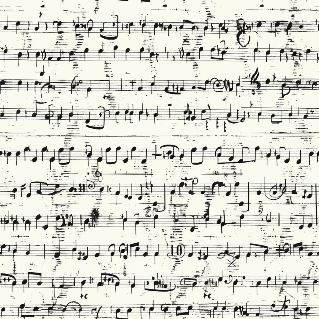 handwritten music, musical notes, sheet music, staff lines, black ink, cream background, vintage manuscript, musical composition,, fabric panel, aged paper, music notation, treble clef, musical symbols, antique style, weathered texture, musical manuscript, cotton fabric, quilting material