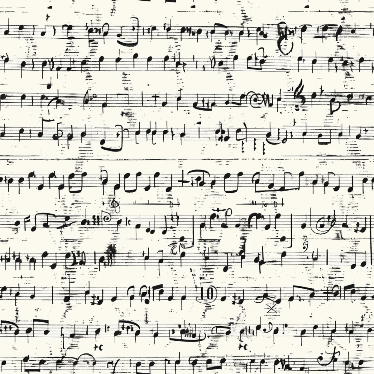 handwritten music, musical notes, sheet music, staff lines, black ink, cream background, vintage manuscript, musical composition,, fabric panel, aged paper, music notation, treble clef, musical symbols, antique style, weathered texture, musical manuscript, cotton fabric, quilting material